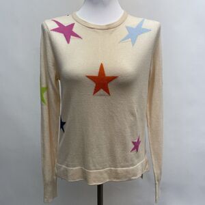 THML Women's Sweater X-Small Small Beige Stars Viscose Blend